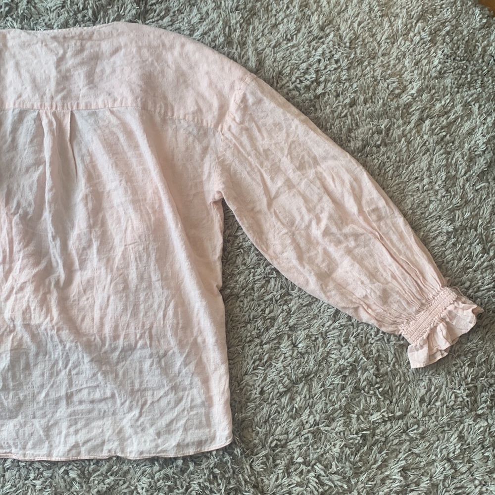 ALL SAINTS Crossover High Lo Flowy Blouse Blush Pink - Picture 10 of 16